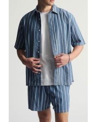 Brooklyn Industries - Stripe Short Sleeve Cotton Button-Up Shirt - Lyst