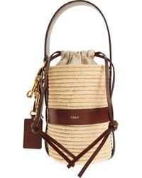Chloé - Small Kerala Straw & Leather Bucket Bag - Lyst