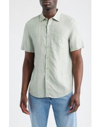 Nordstrom - Stripe Short Sleeve Linen Button-Up Shirt - Lyst
