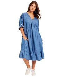 June + Vie - Ruffled Denim Dress - Lyst