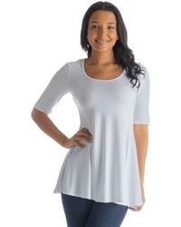 24seven Comfort Apparel - Elbow Sleeve Swing Tunic Top - Lyst