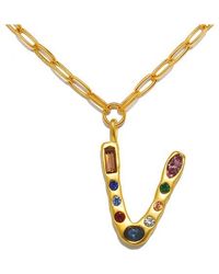 Sequin - Emilie Crystal Initial Pendant Necklace - Lyst