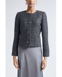 St. John - Metallic Wool Blend Knit Jacket - Lyst