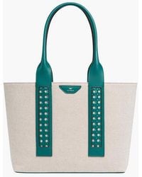 Aviteur - Intreccio Weave Canvas Leather Handle Tote - Lyst