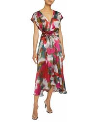Santorelli - Talia Faux-Wrap Midi Dress With Hi-Lo Skirt - Lyst