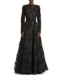 Jason Wu - Floral Embroidery Long Sleeve Silk Organza A-line Gown - Lyst