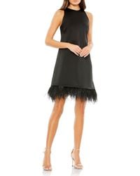 Mac Duggal - Feather Hem High Neck A-Line Dress - Lyst