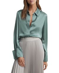 Shirt Silk Haley in | Reiss Button-up Blue Lyst