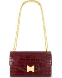 Mac Duggal - Plated Hardware Crocodile Leather Shoulder Bag - Lyst