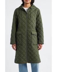 Bernardo - Diamond Quilted Hooded Puffer Coat - Lyst