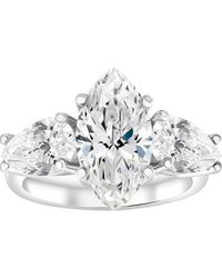 Bliss Diamond - Certified 5Ct Tw Marquise & Pear Three Stone Engagement Ring 14K Lab Grown - Lyst