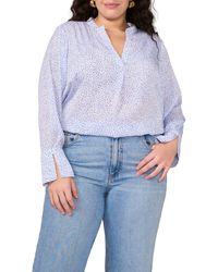 Vince Camuto - Dot Print V-Neck Split Cuff Top - Lyst