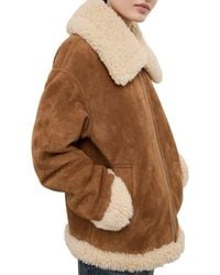 Mango - Adriana Faux Suede & Faux Shearling Trim Jacket - Lyst