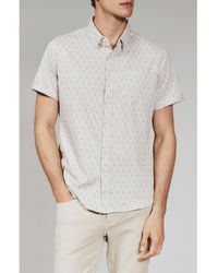 7 Diamonds - Holden Leaf Print Short Sleeve Stretch Button-Up Shirt - Lyst