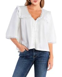 Billy T - Juliet Lace & Ruffle Cotton Blend Top - Lyst
