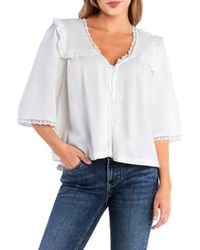 Billy T - Juliet Lace & Ruffle Cotton Blend Top - Lyst