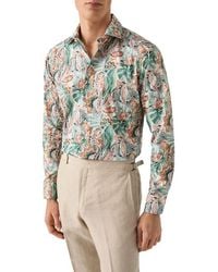 Eton - Slim Fit Floral Cotton Twill Dress Shirt - Lyst
