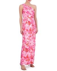 Vince Camuto - Floral One-shoulder Satin Sheath Gown - Lyst