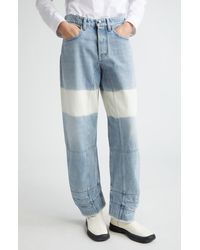 Jil Sander - Bleach Stripe Articulated Raw Hem Button Fly Jeans - Lyst