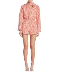 English Factory - Stripe Long Sleeve Cotton Romper - Lyst