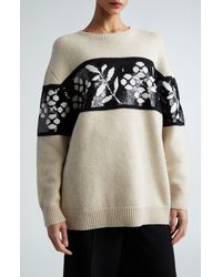 Max Mara - Floral Jacquard Oversize Wool & Cashmere Crewneck Sweater - Lyst