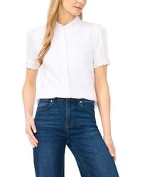 Cece - Scallop Detail Button-Up Shirt - Lyst