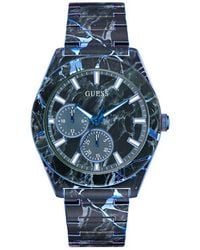 Guess - Marbled Multifunction Bracelet Watch, 44Mm - Lyst
