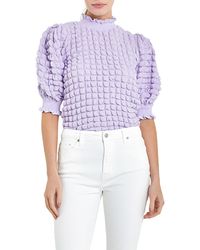 English Factory - Textured Mock Neck Top - Lyst