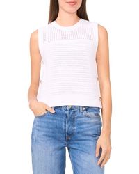 Halogen® - Open Stitch Sleeveless Cotton Side Button Sweater - Lyst
