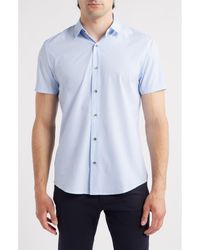 W.r.k. - Trim Fit Floral Medallion Print Short Sleeve Performance Button-Up Shirt - Lyst