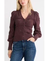 Treasure & Bond - Pointelle Knit Button Front Cotton Cardigan - Lyst