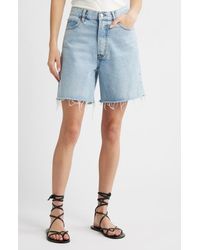 FRAME - The Timeless Raw Hem Denim Bermuda Shorts - Lyst