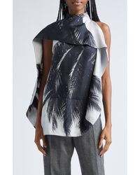 Ferragamo - Trinidad Print Asymmetric Silk Twill Blouse - Lyst