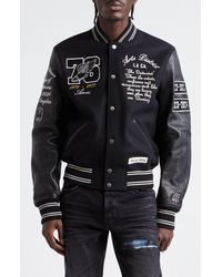 Amiri - Eagle Patch Oversize Leather Sleeve Wool Blend Varsity Jacket - Lyst