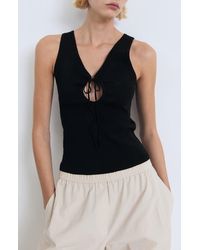Mango - Bow Sleeveless Knit Top - Lyst
