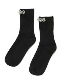 Stems - Faux Pearl Cluster Rib Crew Socks - Lyst