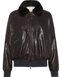 Brunello Cucinelli - Nappa Leather Bomber Jacket - Lyst