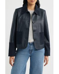 Bernardo - Short Mixed Media Leather Jacket - Lyst
