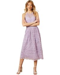Oasis - Lace Detail Halterneck Midi Dress - Lyst