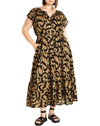 City Chic - Ikat Print Cotton Tiered Maxi Dress At Nordstrom - Lyst