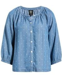 Bobeau - Smocked Neck Button-Up Top - Lyst