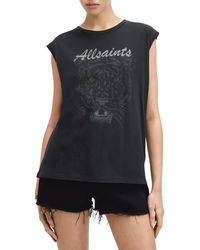 AllSaints - Hunter Brooke Cap Sleeve Graphic T-shirt - Lyst