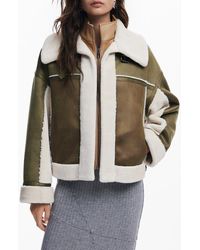 Desigual - Edimurgo Faux Shearling Jacket With Faux Leather Bib - Lyst