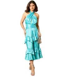 Oasis - Halterneck Satin Jacquard Midi Dress - Lyst