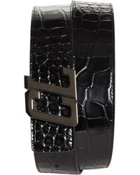 Christian Louboutin - Happy Rui Logo Croc Embossed Calfskin Leather Belt - Lyst