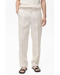 Mango - Pleated Linen Pants - Lyst