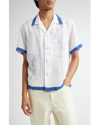 Bode - Club Champion Short Sleeve Linen Camp Shirt - Lyst