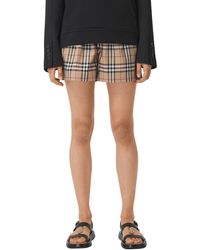 Burberry - Audrey Check Side Stripe Stretch Cotton Shorts - Lyst