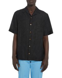 Versace - Barocco Silhouette Jacquard Short Sleeve Button-up Camp Shirt - Lyst