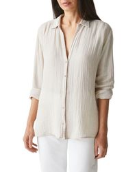 Michael Stars - Leo High-Low Cotton Gauze Button-Up Shirt - Lyst